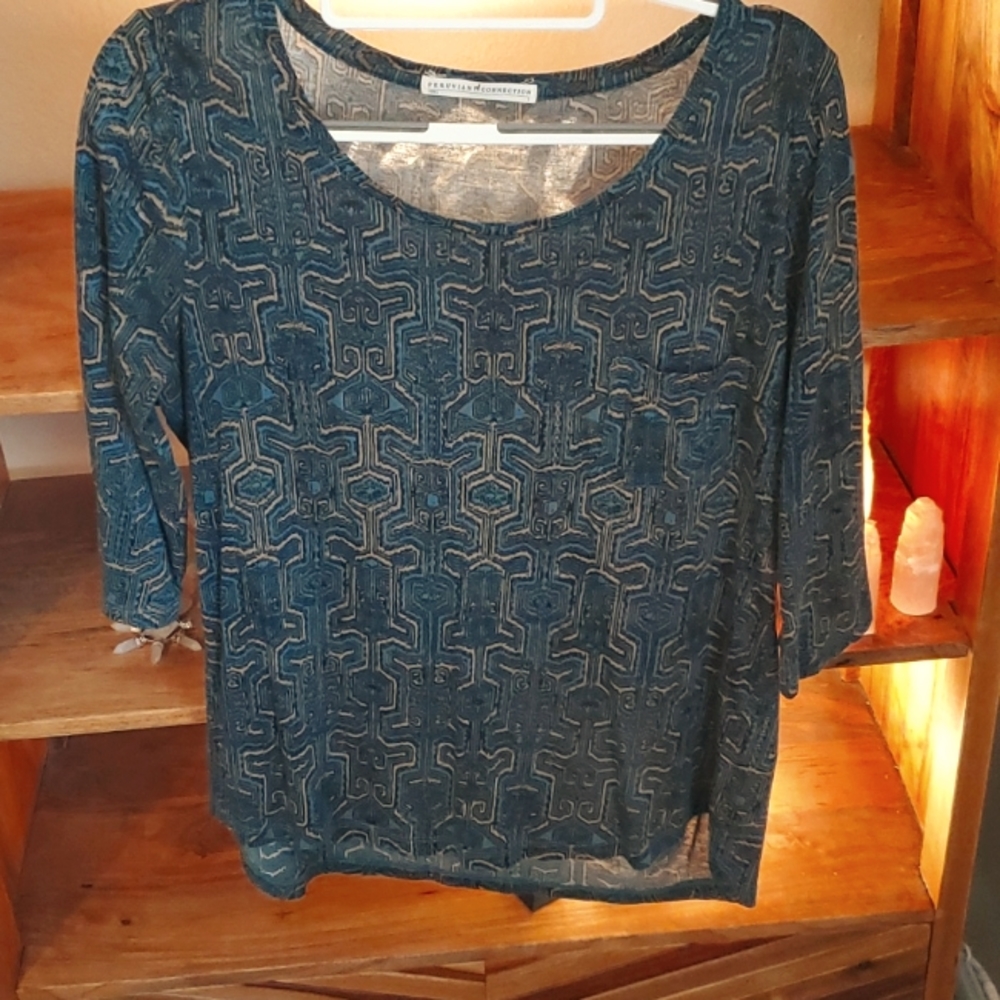 Peruvian Connection Blue Blouse - image 1